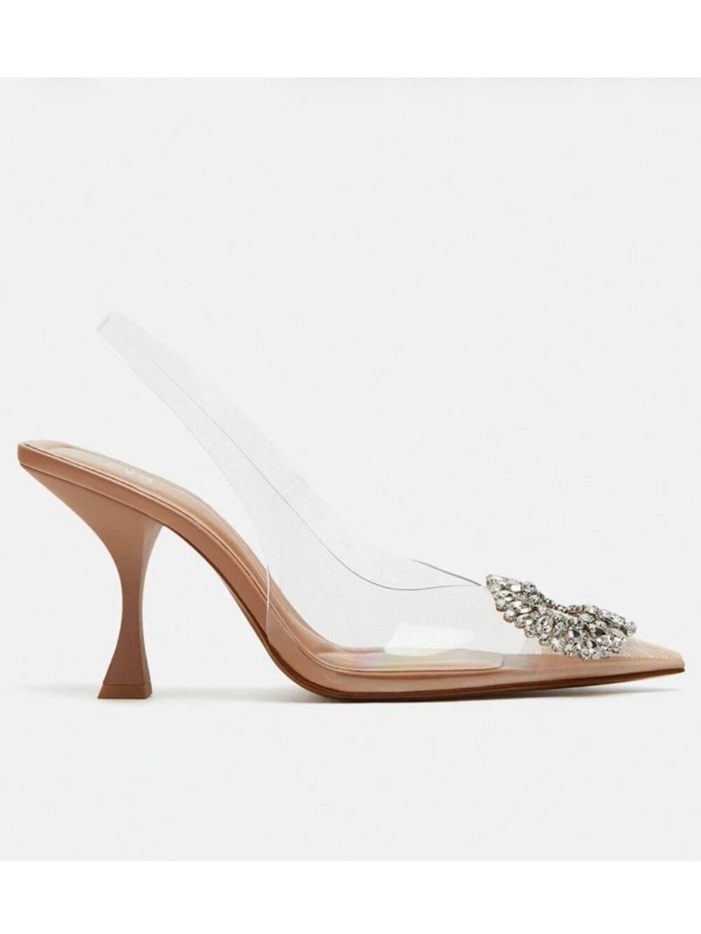 Zara Embellished Vinyl Heels Clear Nude Sz 7.5 NWT - Picture 6 of 11